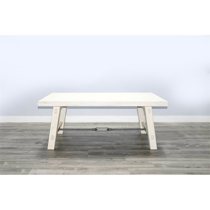 Home Square 7-Piece Set with Dining Table & 6 Ladderback Chairs in White