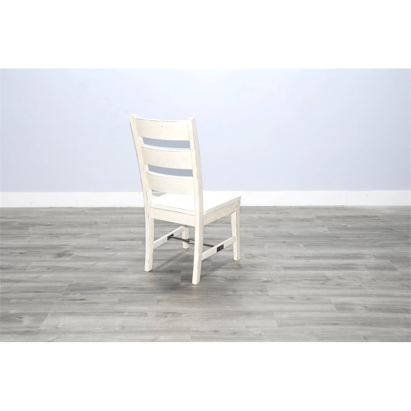 Home Square 7-Piece Set with Dining Table & 6 Ladderback Chairs in White