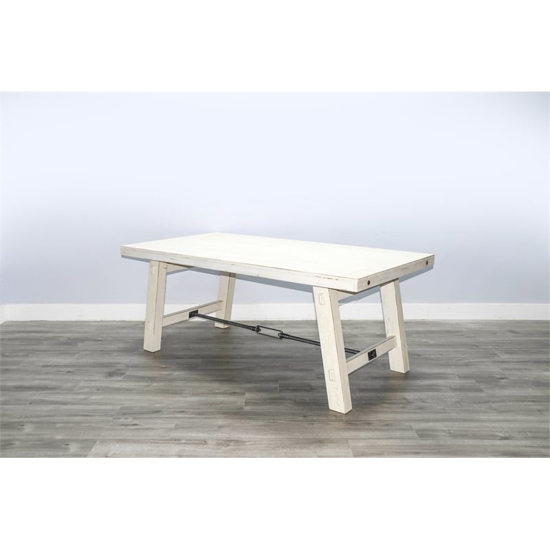 Home Square 7-Piece Set with Dining Table & 6 Ladderback Chairs in White