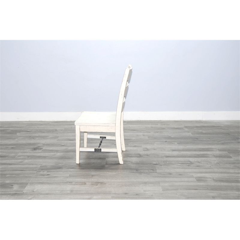 Home Square 7-Piece Set with Dining Table & 6 Ladderback Chairs in White