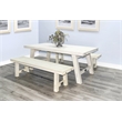 Home Square 7-Piece Set with Dining Table & 6 Ladderback Chairs in White