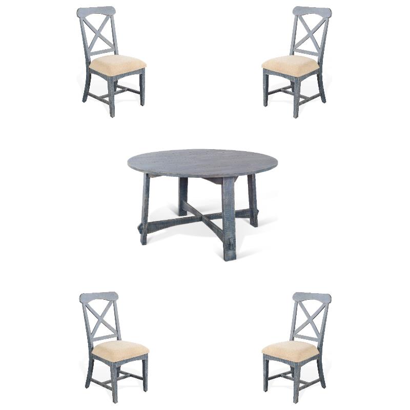 Home Square 5-Piece Set with Dining Table and 4 Dining Chairs in Blue