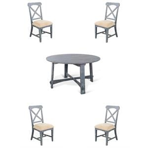 Home Square 5-Piece Set with Dining Table and 4 Dining Chairs in Blue
