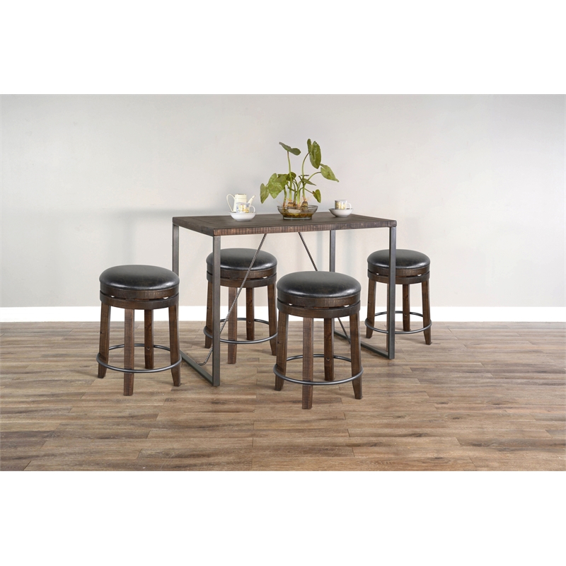 Home Square 5-Piece Set with Dining Table and 4 Barstools in Tobacco Leaf