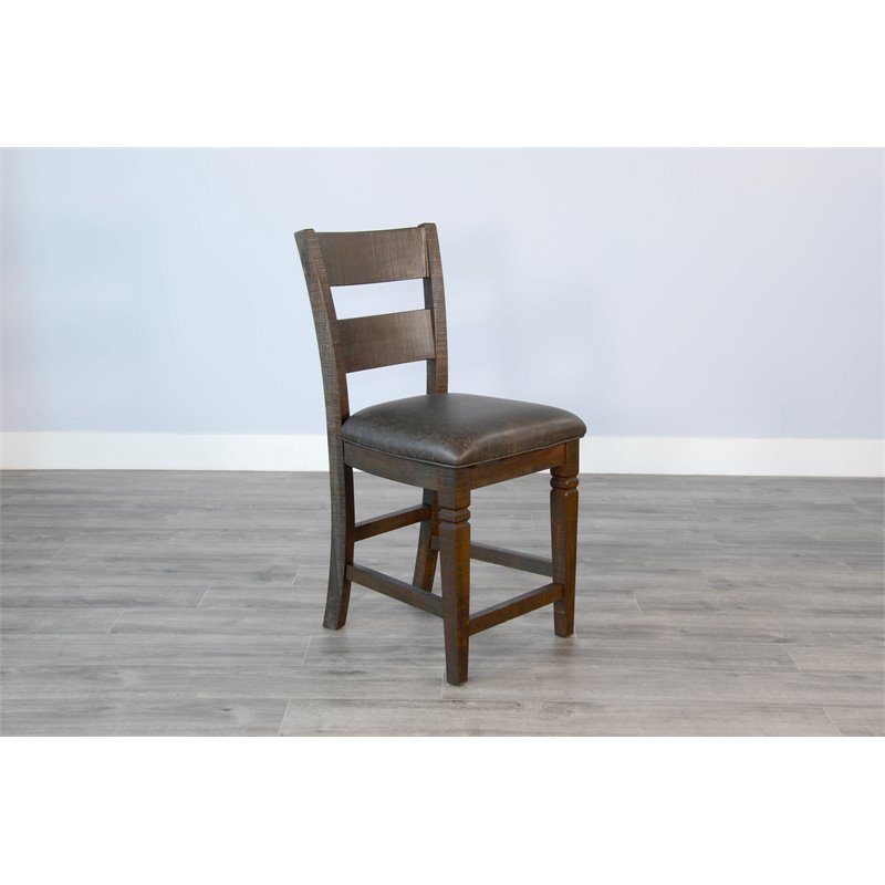 Home Square 5-Piece Set with Table and 4 Ladderback Barstools in Tobacco Leaf
