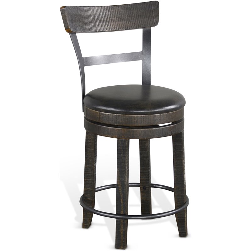 Home Square 7-Piece Set with Table and 6 Wood Swivel Barstools