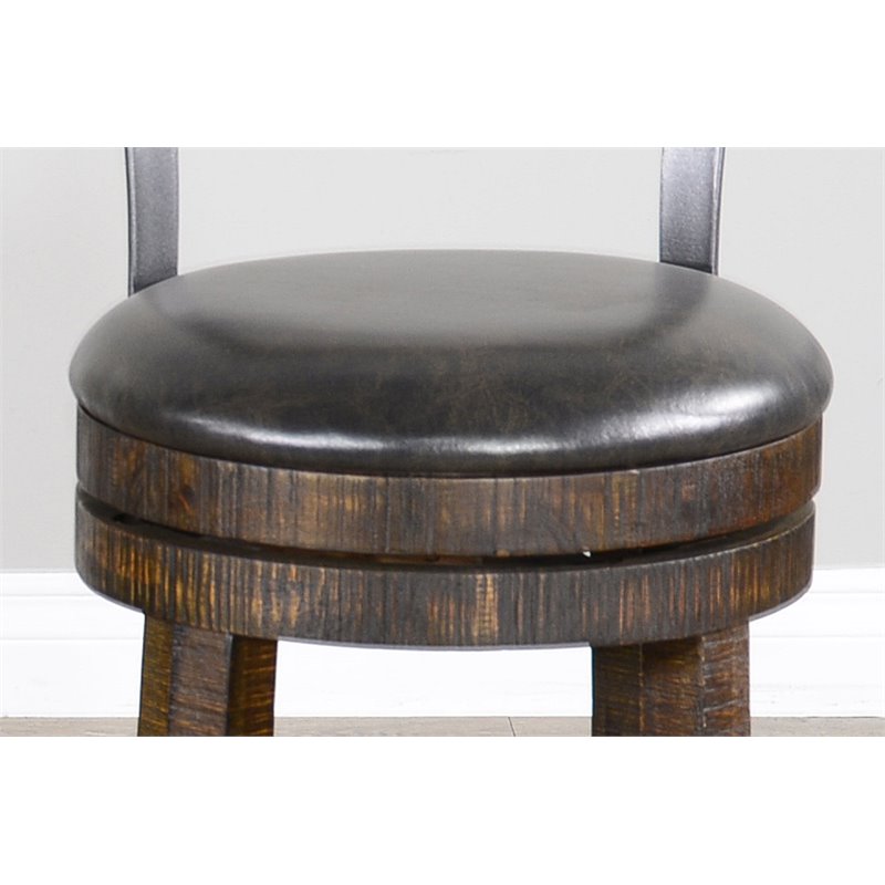 Home Square 7-Piece Set with Table and 6 Wood Swivel Barstools
