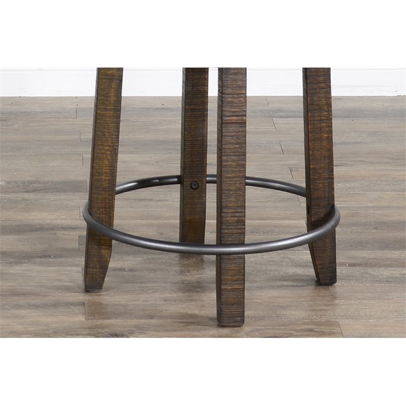 Home Square 7-Piece Set with Table and 6 Wood Swivel Barstools