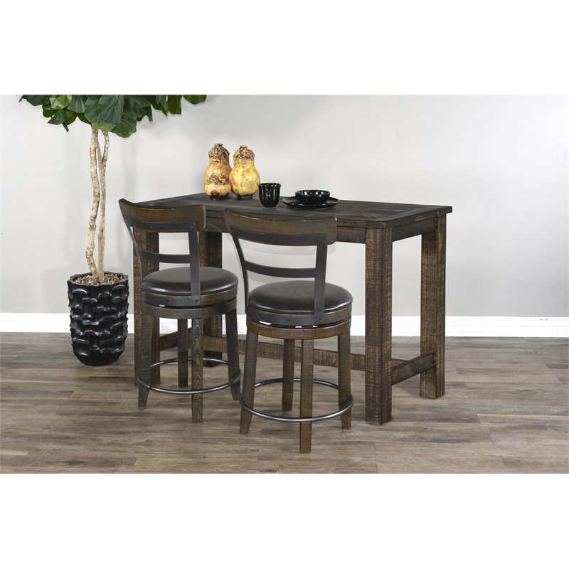 Home Square 7-Piece Set with Table and 6 Wood Swivel Barstools