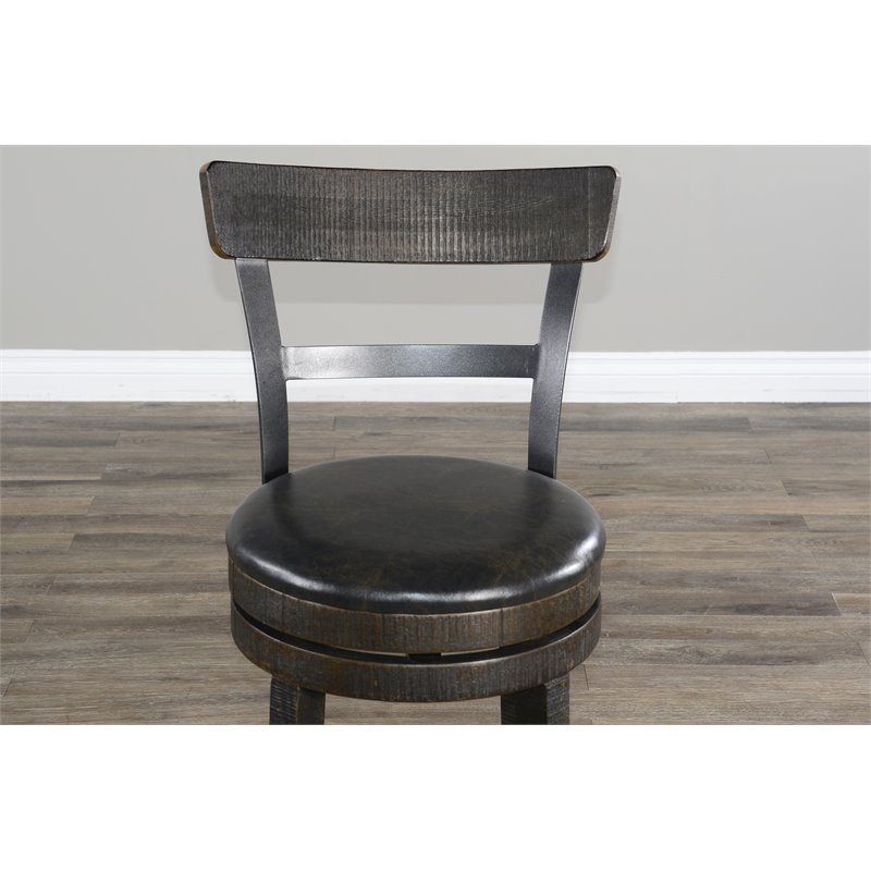 Home Square 7-Piece Set with Table and 6 Wood Swivel Barstools