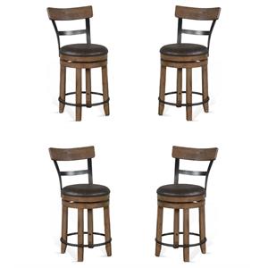 Home Square 24&quot Wood Swivel Barstool in Taupe Brown - Set of 4