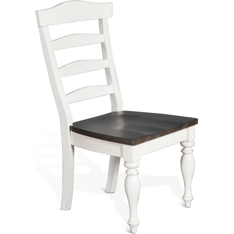 Home Square 7-Piece Set with Dining Table and 6 Ladderback Chairs in White