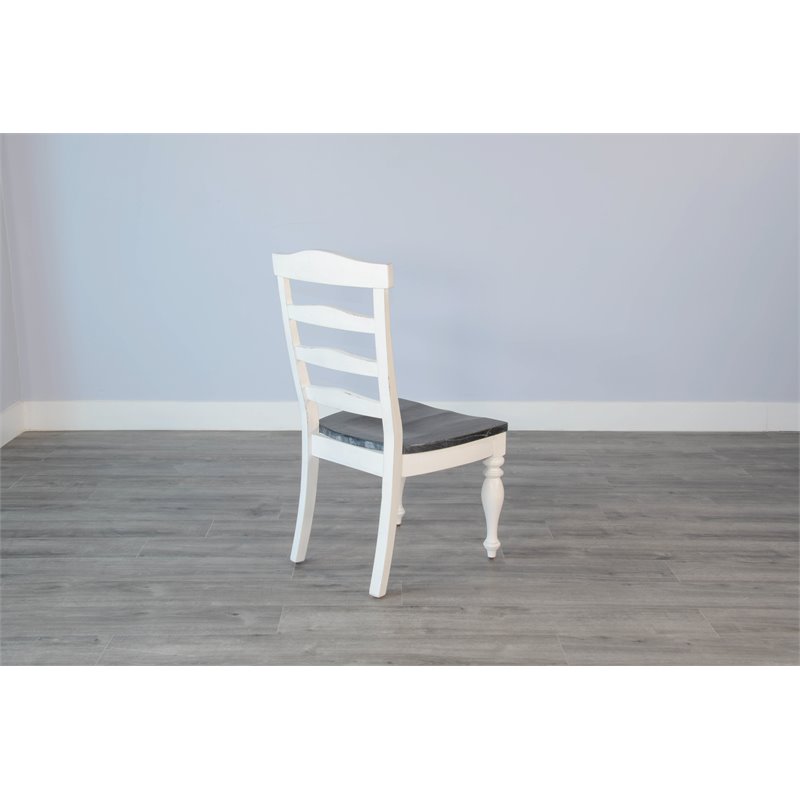 Home Square 7-Piece Set with Dining Table and 6 Ladderback Chairs in White