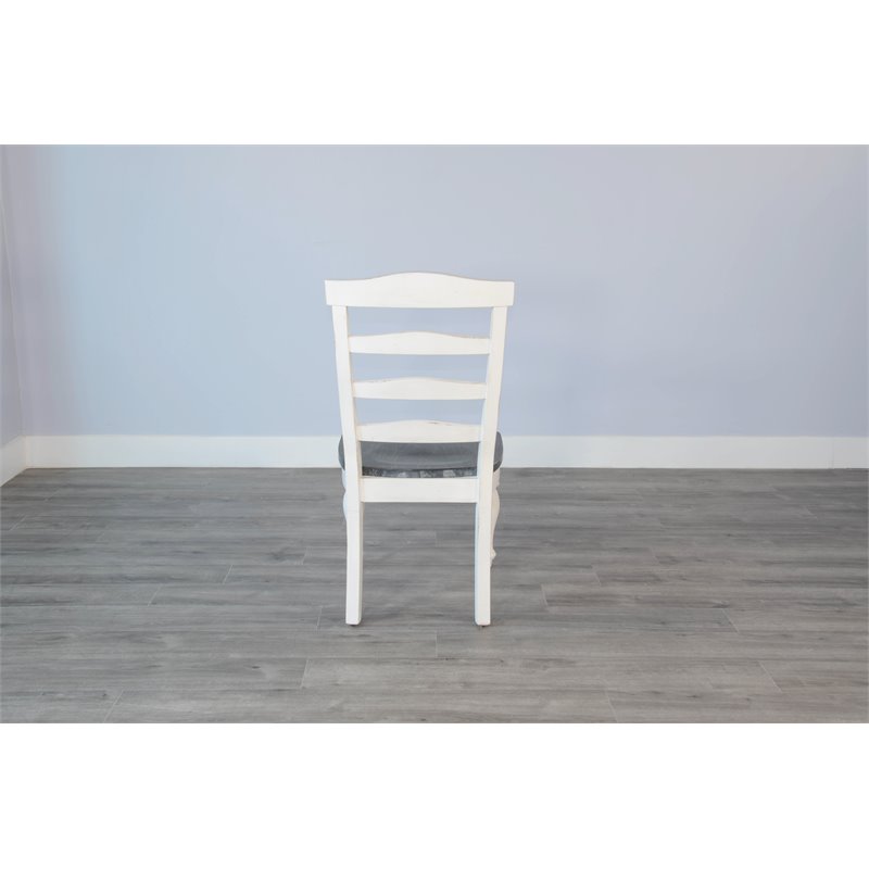 Home Square 7-Piece Set with Dining Table and 6 Ladderback Chairs in White
