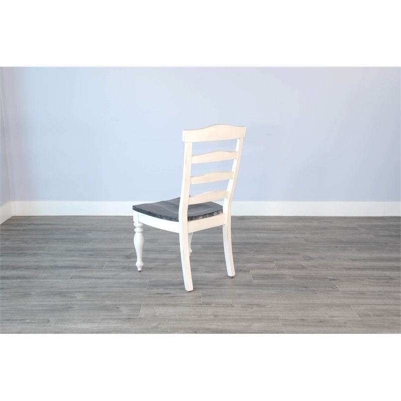 Home Square 7-Piece Set with Dining Table and 6 Ladderback Chairs in White