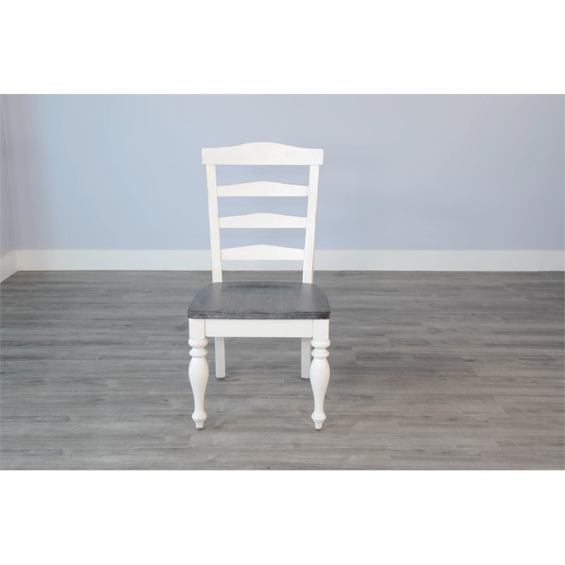 Home Square 7-Piece Set with Dining Table and 6 Ladderback Chairs in White