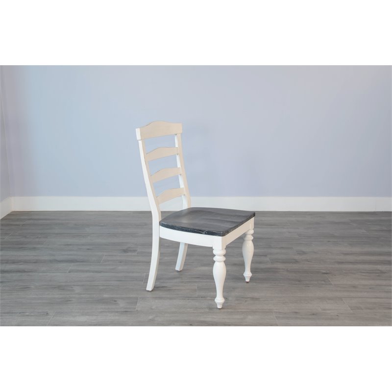 Home Square 7-Piece Set with Dining Table and 6 Ladderback Chairs in White