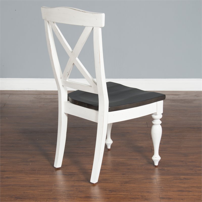 Home Square 7-Piece Set with Dining Table and 6 Crossback Chairs