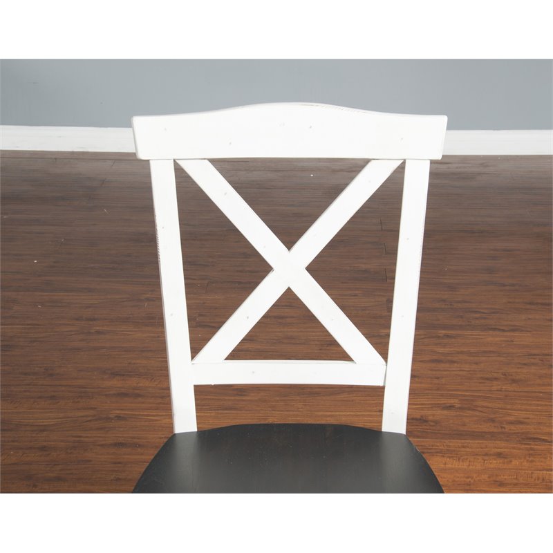 Home Square 7-Piece Set with Dining Table and 6 Crossback Chairs