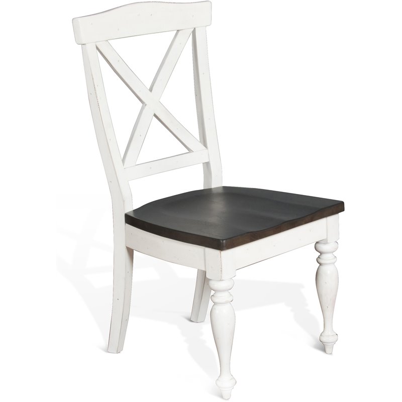 Home Square 7-Piece Set with Dining Table and 6 Crossback Chairs