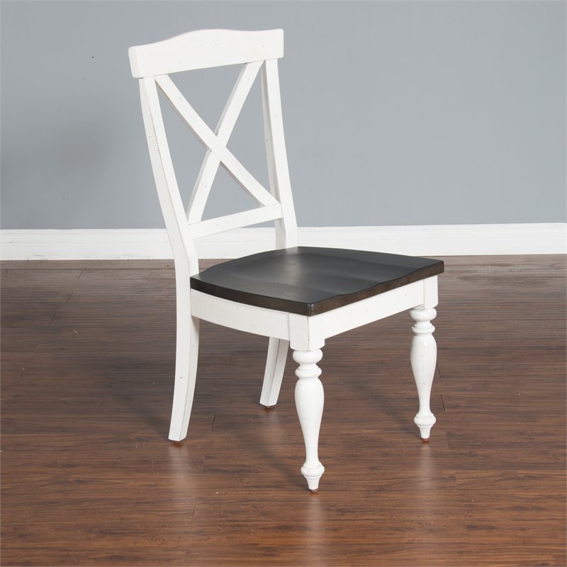Home Square 7-Piece Set with Dining Table and 6 Crossback Chairs