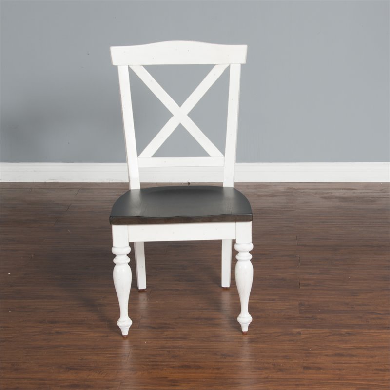 Home Square 7-Piece Set with Dining Table and 6 Crossback Chairs