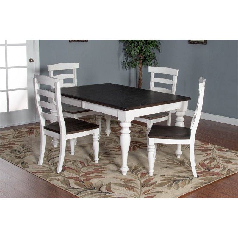Home Square 7-Piece Set with Dining Table and 6 Crossback Chairs