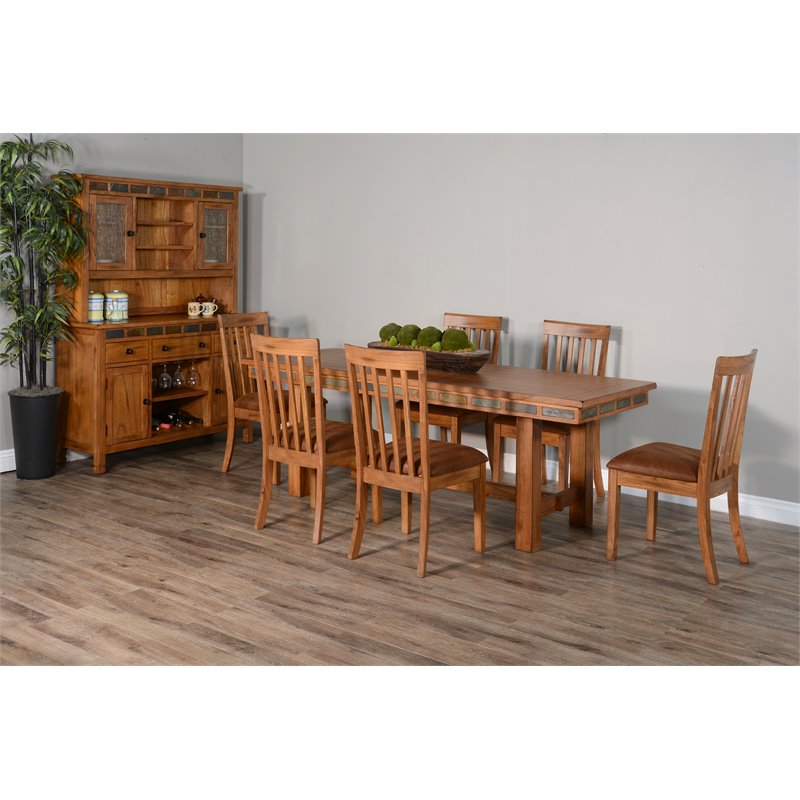 Home Square 3-Piece Set with Mindi Wood Table and 2 Slatback Chairs
