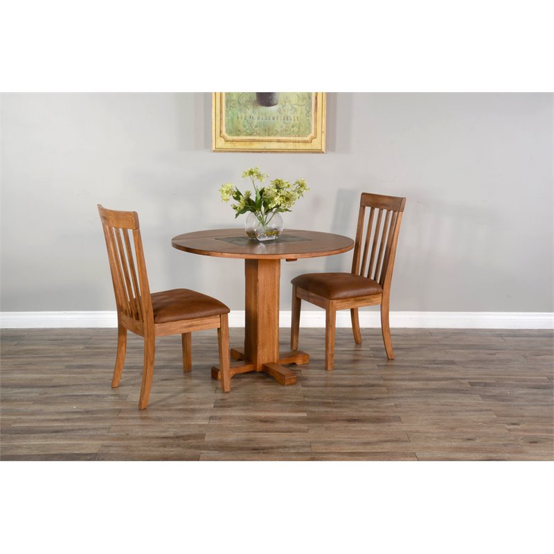 Home Square 3-Piece Set with Mindi Wood Table and 2 Slatback Chairs