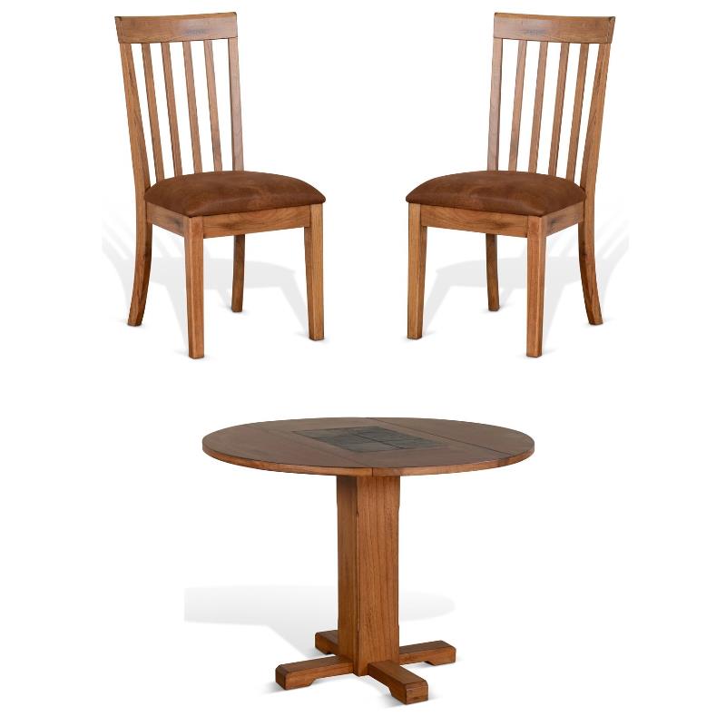 Home Square 3-Piece Set with Mindi Wood Table and 2 Slatback Chairs