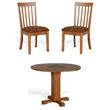 Home Square 3-Piece Set with Mindi Wood Table and 2 Slatback Chairs