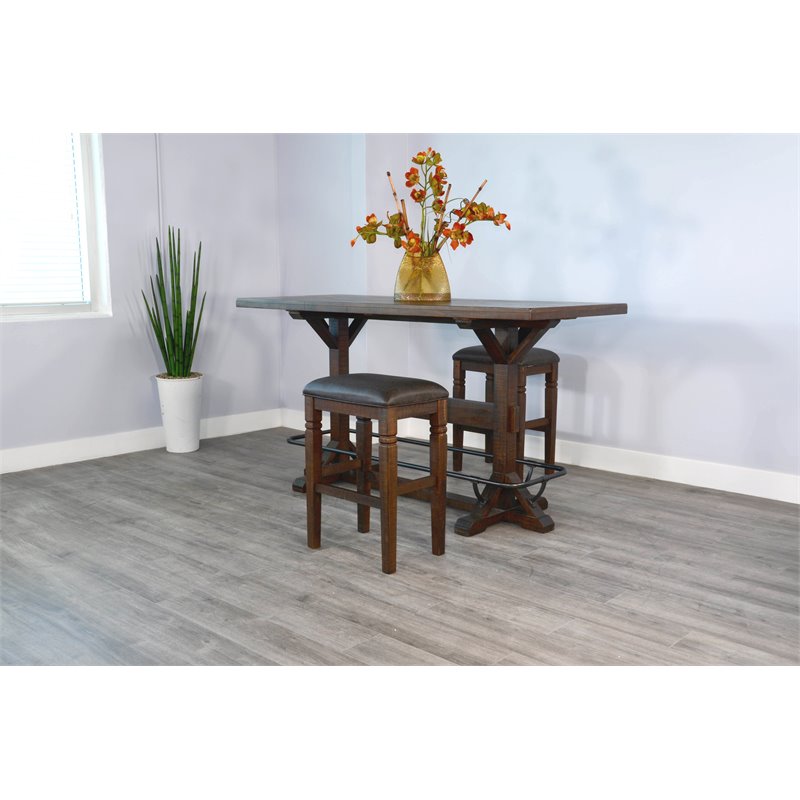 Home Square 4-Piece Set with Bar Unit & Hutch & 2 Stools in Tobacco Leaf