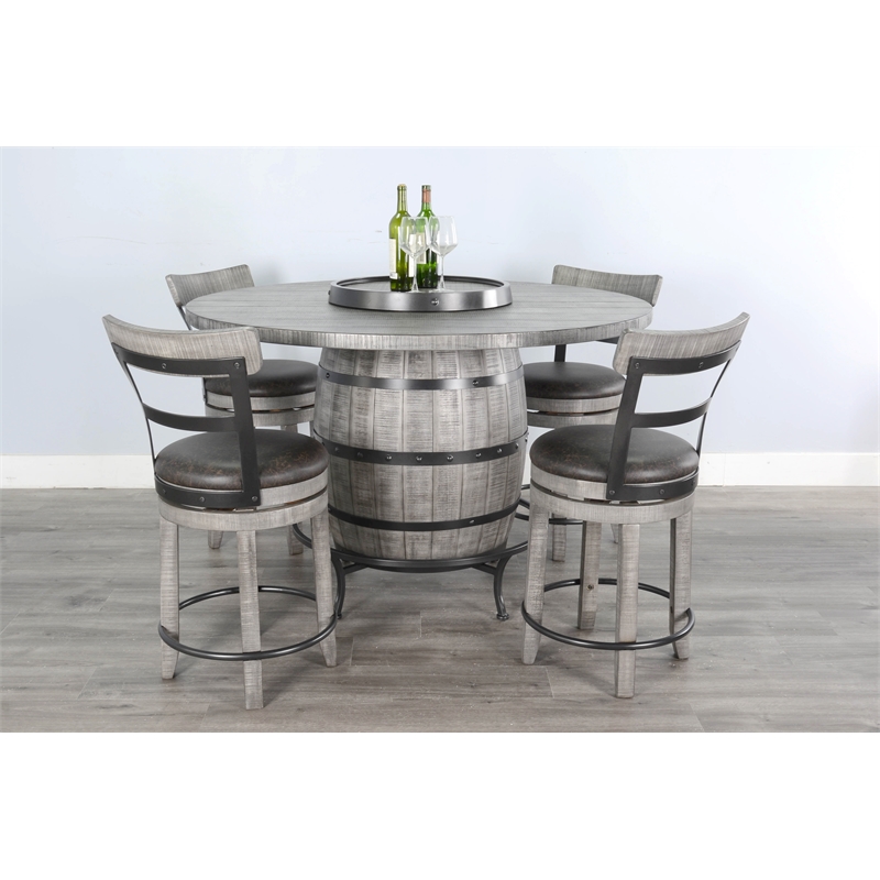 Home Square 5-Piece Set with Pub Table and 4 Barstools with Cushion Seat