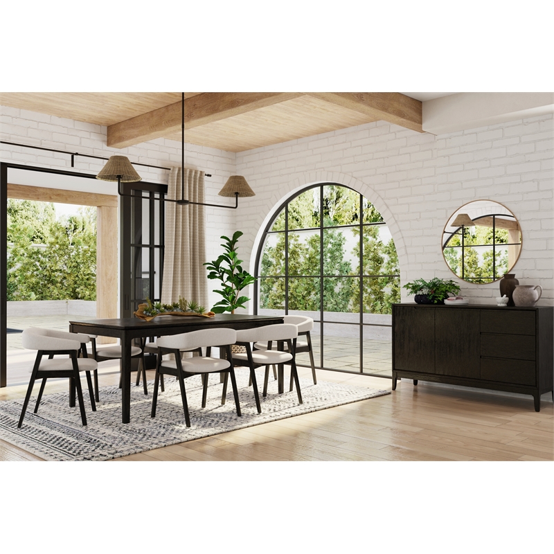 Home Square 7-Piece Set with Dining Table and 6 Side Chairs in Vintage Black
