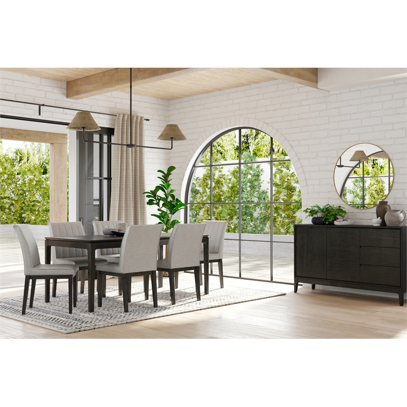 Home Square 7-Piece Set with Dining Table and 6 Side Chairs in Vintage Black