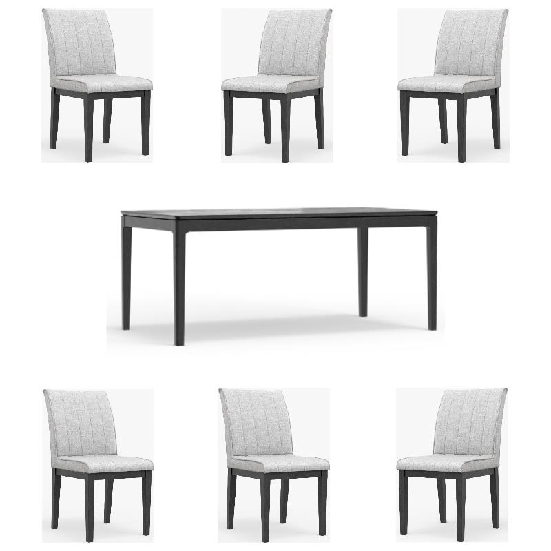 Home Square 7-Piece Set with Dining Table and 6 Side Chairs in Vintage Black