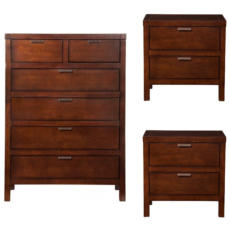 Home Square 3-Piece Set with 6 Drawer Chest and 2 Nightstands in Cappuccino