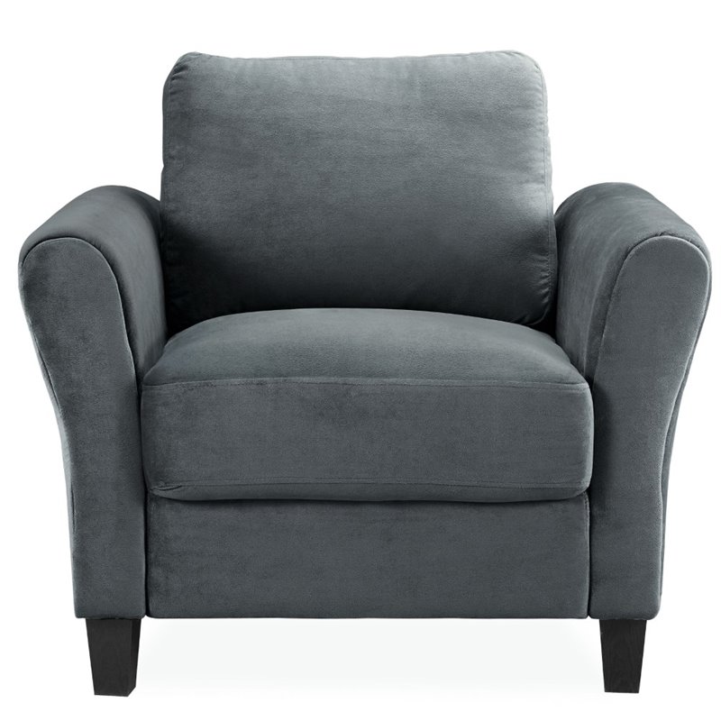 Home Square 2-Piece Set with Accent Chair and Sofa in Dark Gray