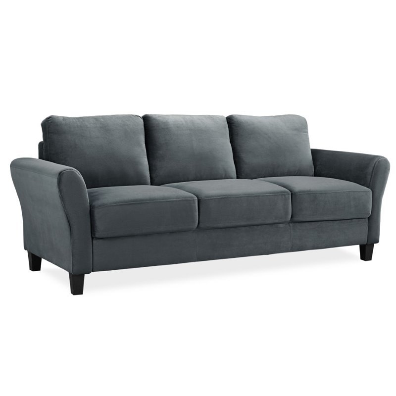 Home Square 2-Piece Set with Upholstery Loveseat and Sofa in Dark Gray