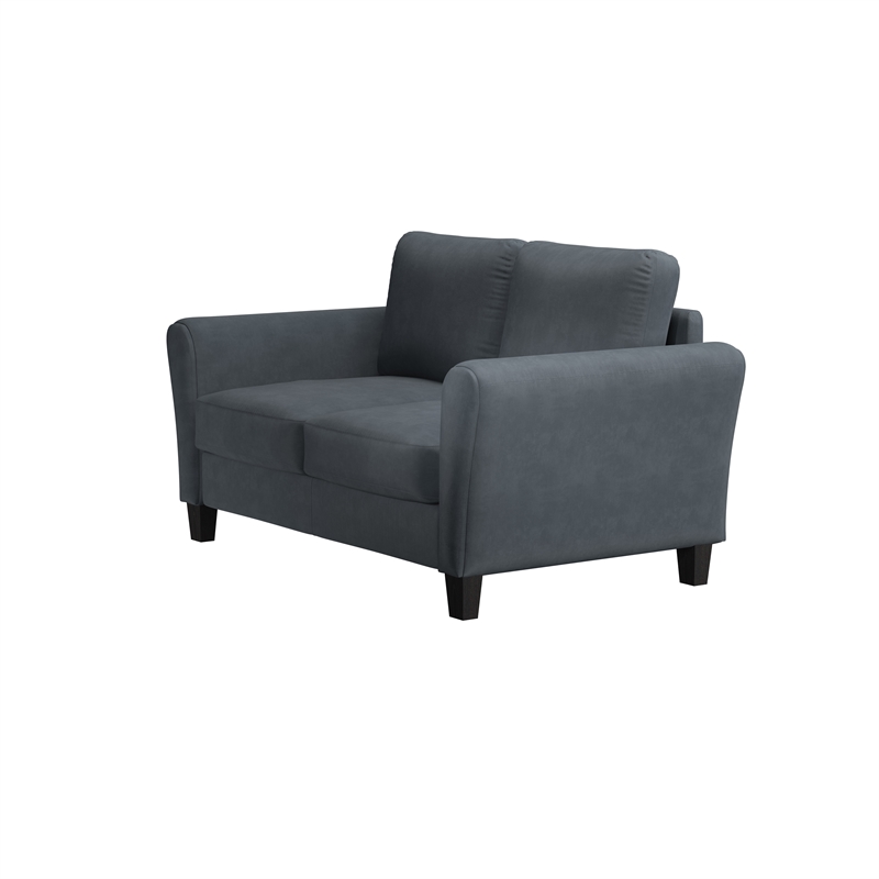 Home Square 2-Piece Set with Upholstery Loveseat and Sofa in Dark Gray