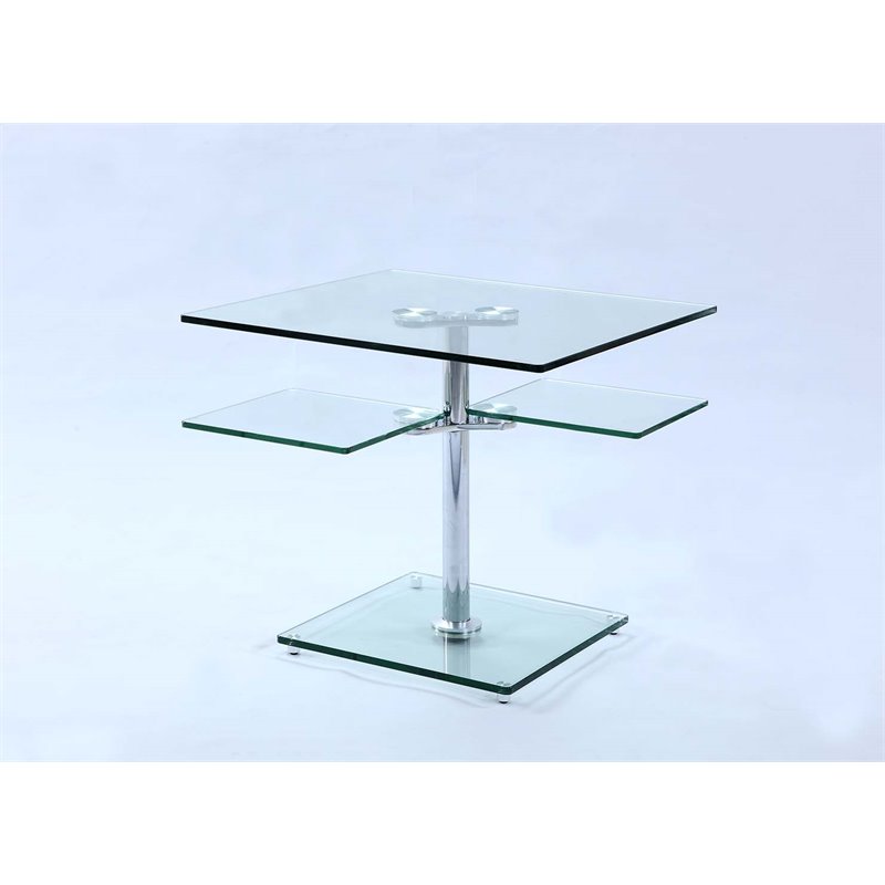 Home Square 2-Piece Set with Motion Cocktail Table & Lamp Table in Clear