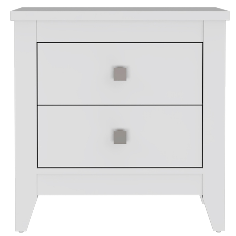 Home Square 2 Shelf Engineered Wood Nightstand in White - Set of 2
