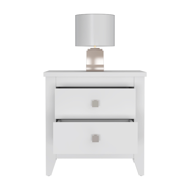 Home Square 2 Shelf Engineered Wood Nightstand in White - Set of 2