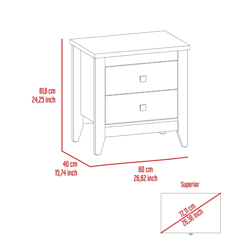 Home Square 2 Shelf Engineered Wood Nightstand in White - Set of 2