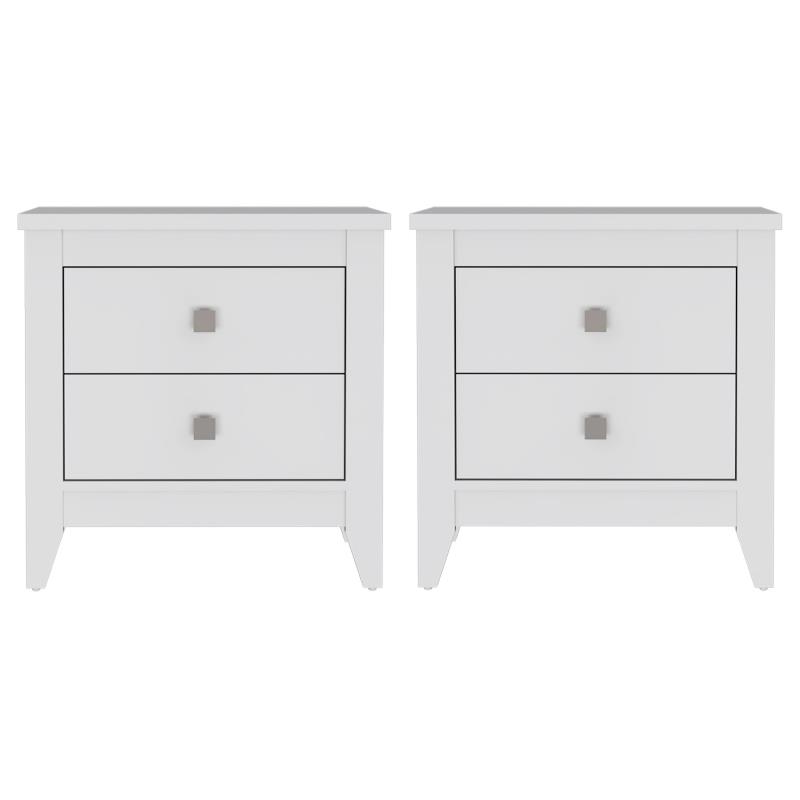 Home Square 2 Shelf Engineered Wood Nightstand in White - Set of 2