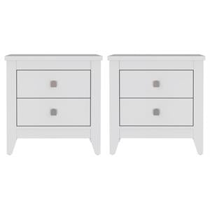 Home Square 2 Shelf Engineered Wood Nightstand in White - Set of 2