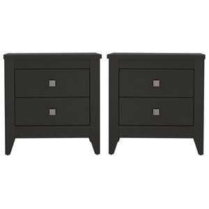 Home Square Breeze 2-Shelf Engineered Wood Nightstand in Black - Set of 2