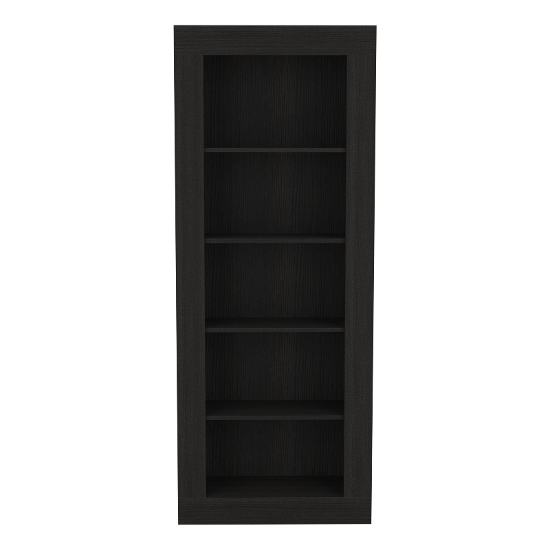 Home Square Engineered Wood Bookcase with Five Shelves in Black - Set of 2