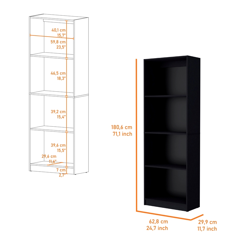 Home Square Engineered Wood Bookcase in Black Finish - Set of 2