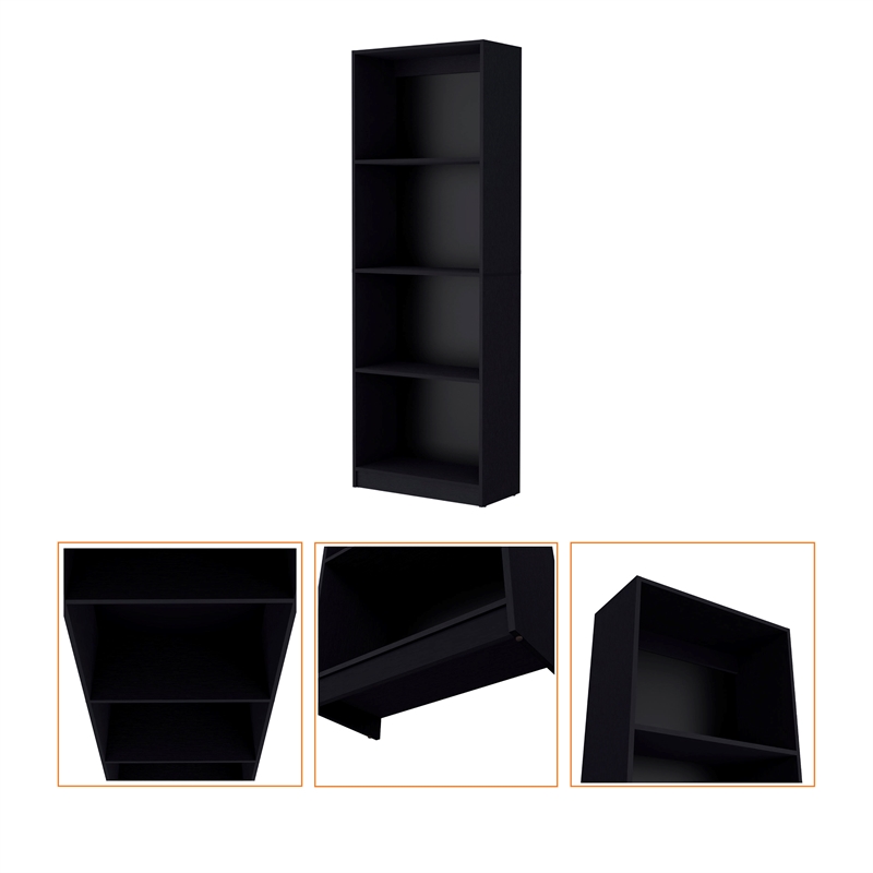 Home Square Engineered Wood Bookcase in Black Finish - Set of 2